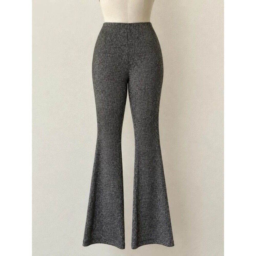 Old Navy High-Waisted Black and Silver Metallic Flare Stretch Knit Pants